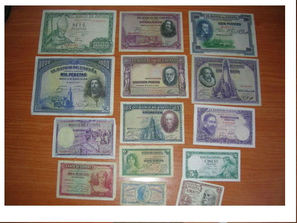 Vendo billetes de pesetas y otro valores de españa