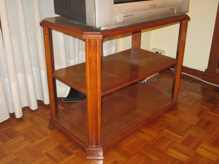 Mesa de TV de madera de Haya y cristal