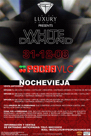 NOCHEVIEJA WHITE DIAMOND PARTY @ PACHA VALENCIA ! ! ! !