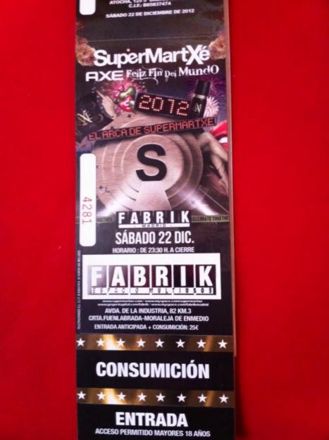 Entradas Anticipadas Supermartxe Axe Madrid: 22-12-12 a 22 euros !!!!