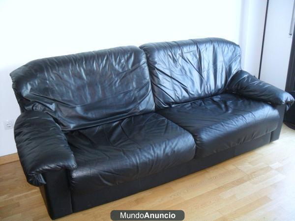 Sofa de piel 3 plazas (color negro carbón)