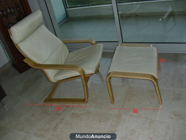 Sillon de cuero con reposapies separado