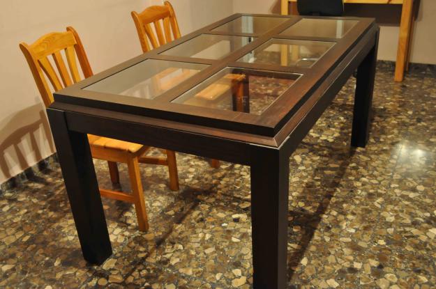 Mesa de comedor wengue - madera y cristal