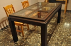 Mesa de comedor wengue - madera y cristal - mejor precio | unprecio.es