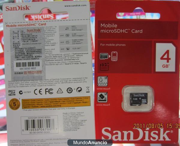 5000 tarjetas de memoria MICRO SD SANDISK solo 4.90€ unidad.Grupo MKD IMPORT&EXPORT S.A.C