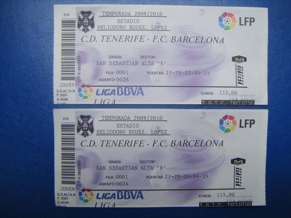 Entradas Tenerife-Barcelona