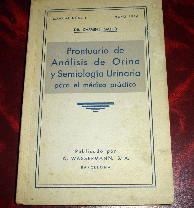 Prontuario de analisis de Orina 1936