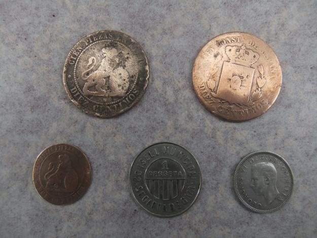 Colección 5 monedas antiguas de distintos paises