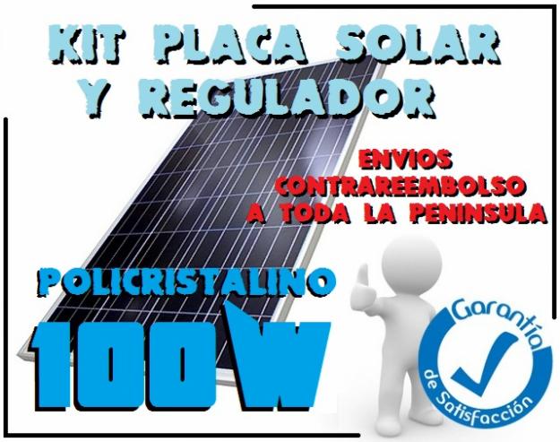 Kit Nuevo de Placa Solar 100w + Regulador 20A en 140€.