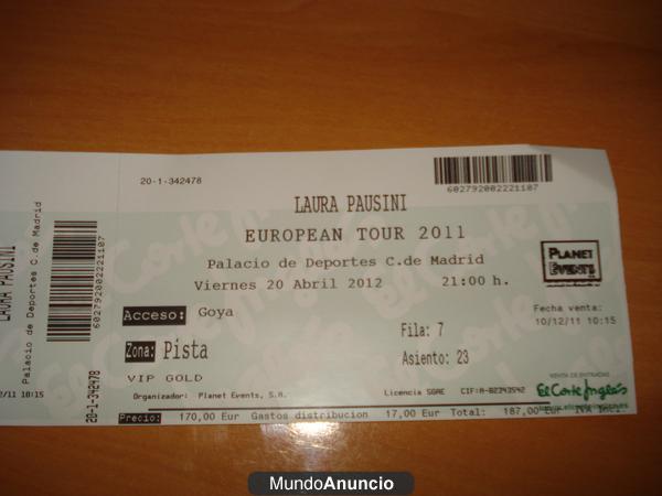 ENTRADA LAURA PAUSINI 20-04 MADRID